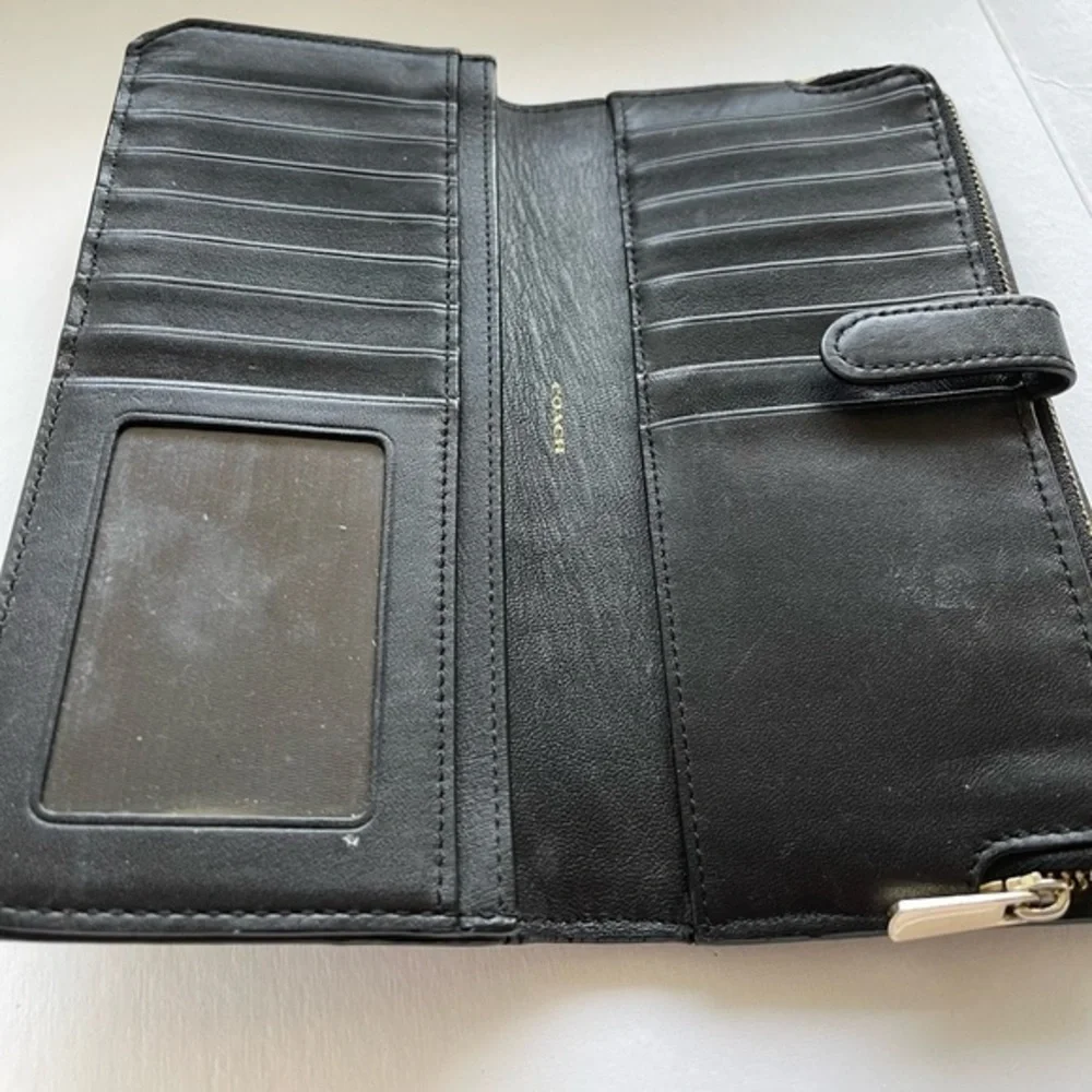COACH Black leather skinny wallet